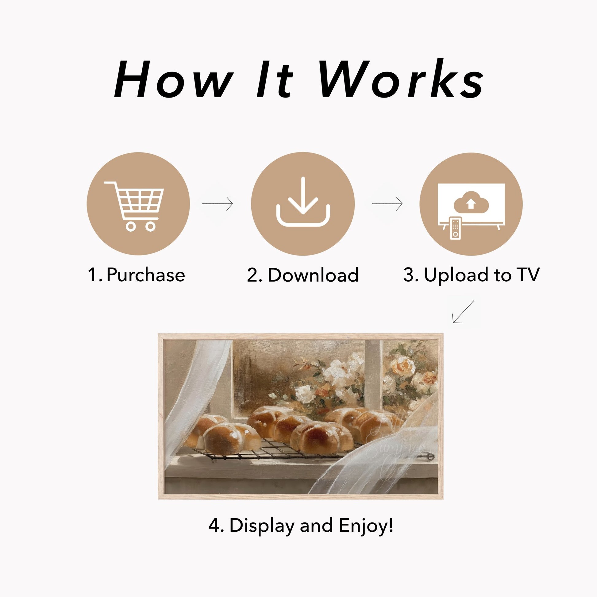 Fresh Bread Rolls Frame TV Art displayed on a TV