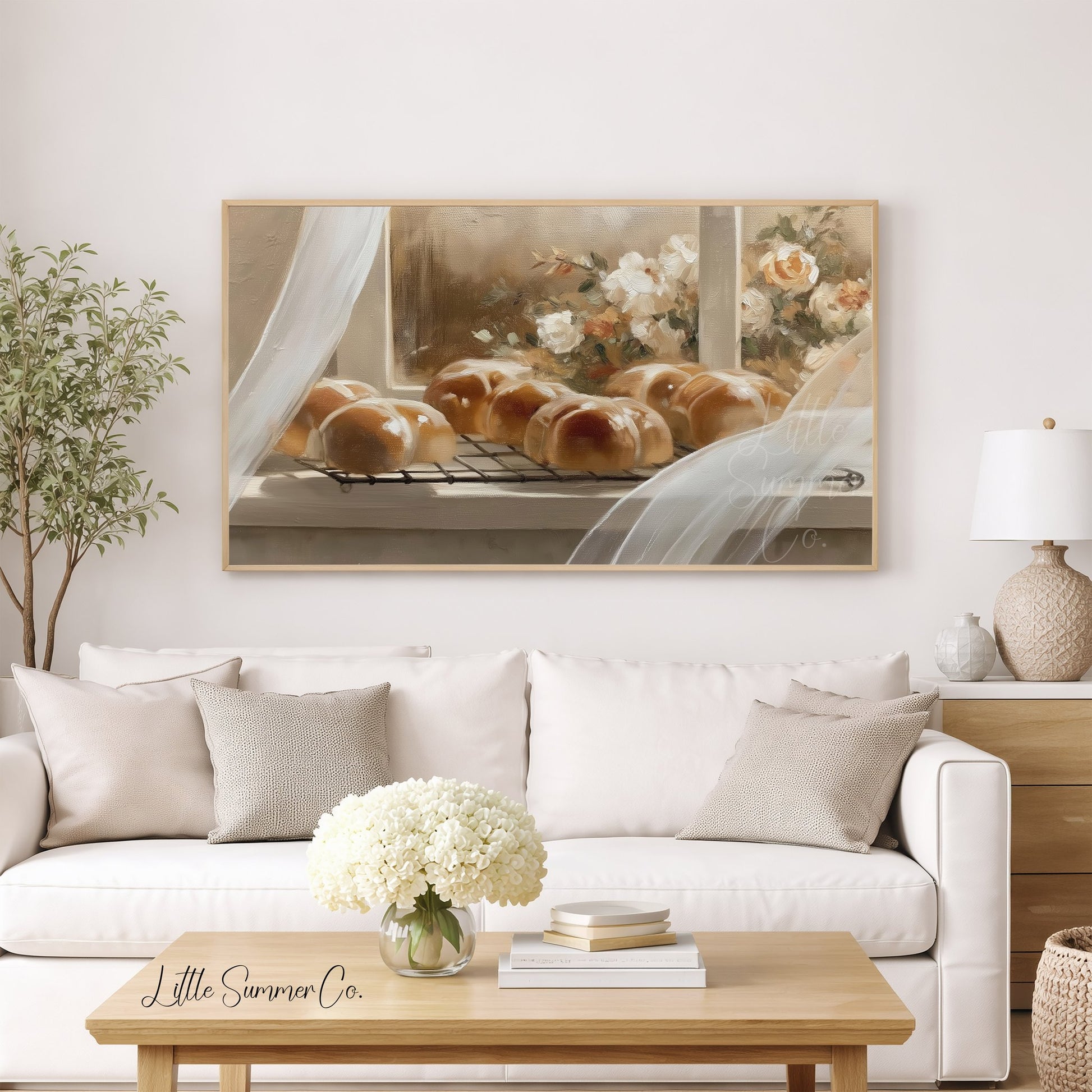 Fresh Bread Rolls Frame TV Art displayed on a TV