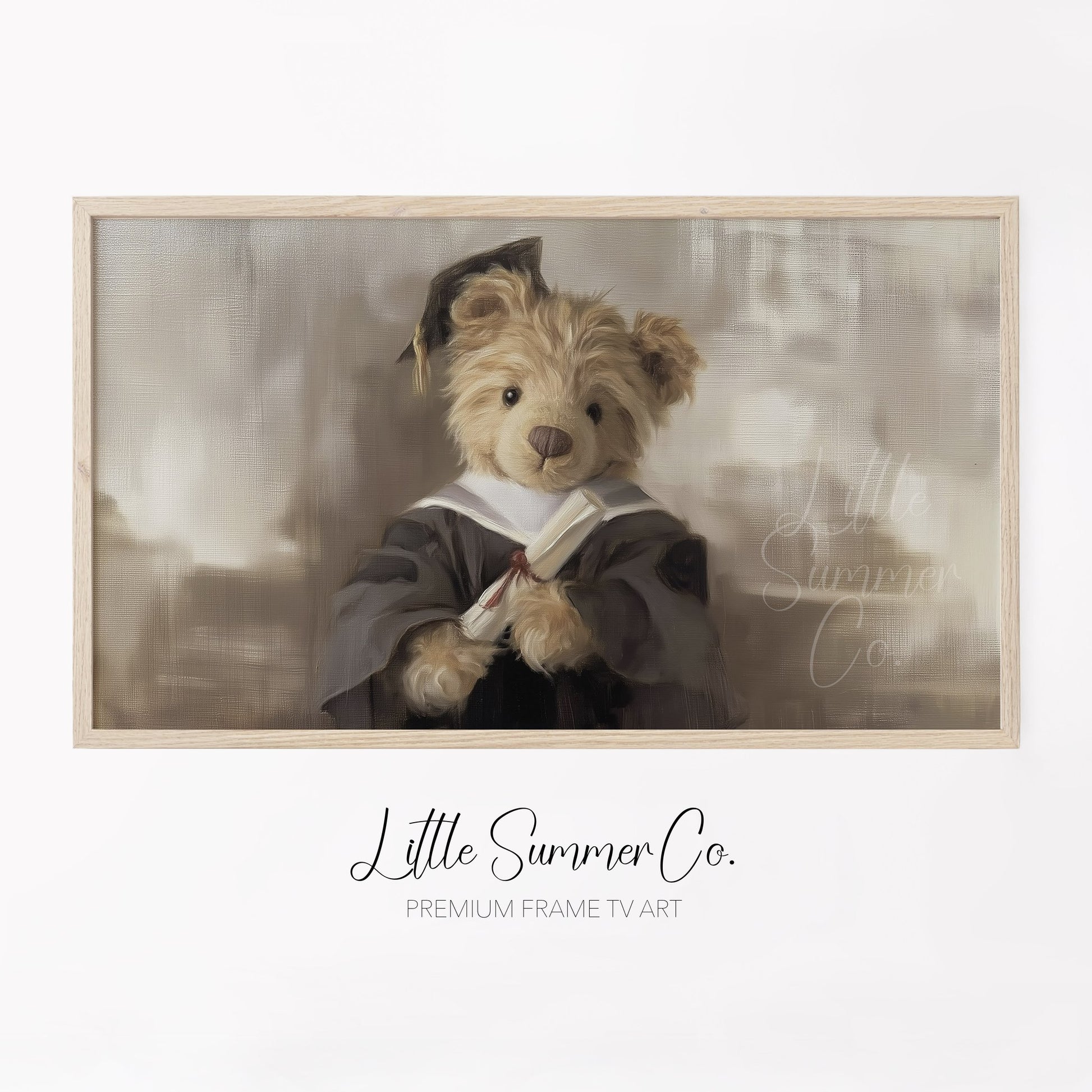 Bear In Dark Graduation Gown Frame TV Art displayed on a TV