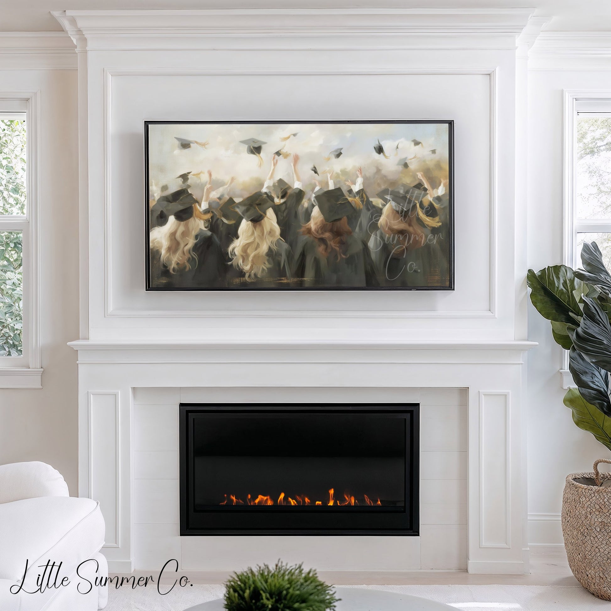 Graduates Tossing Caps Celebration Frame TV Art displayed on a TV