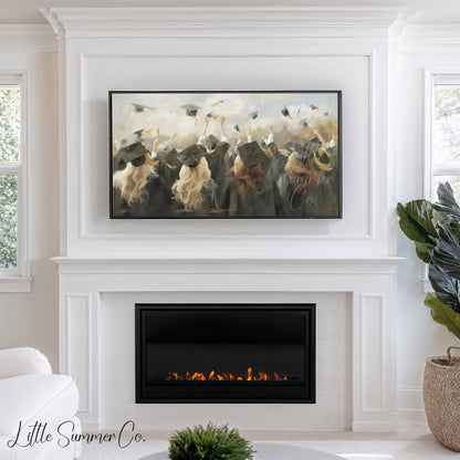 Graduates Tossing Caps Celebration Frame TV Art displayed on a TV