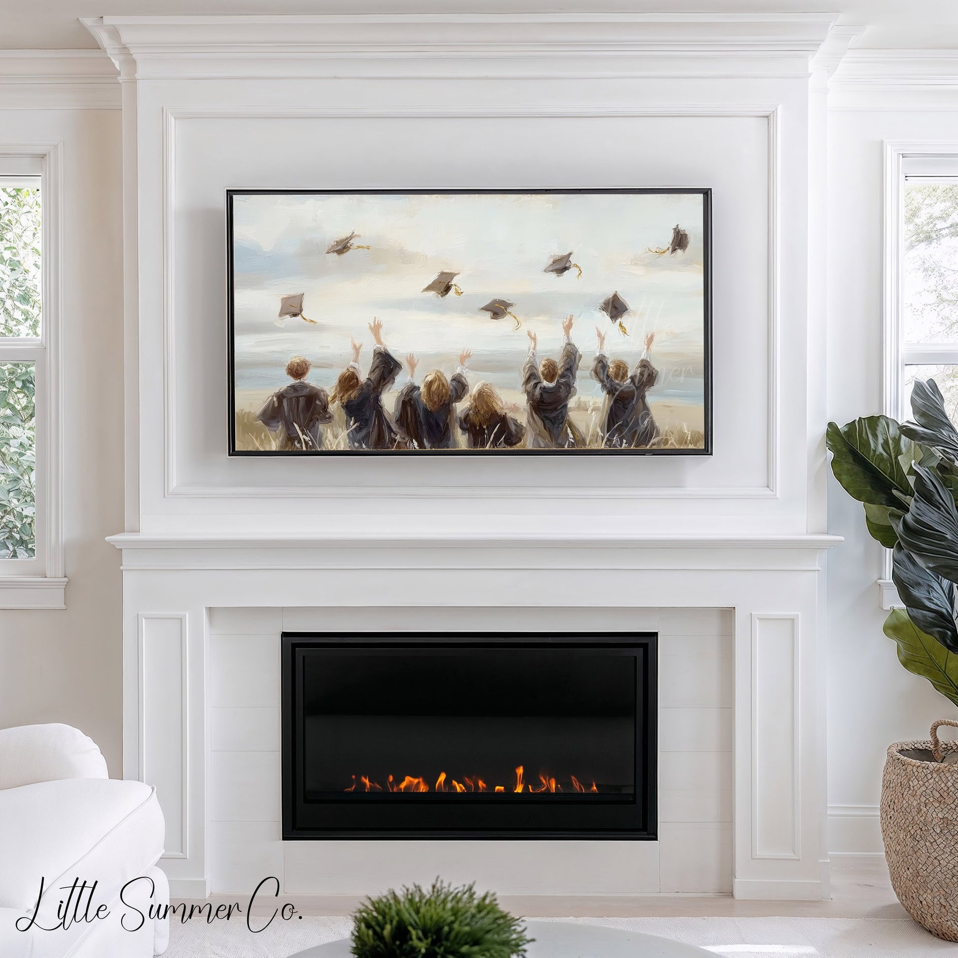 Graduation Cap Toss Frame TV Art displayed on a TV
