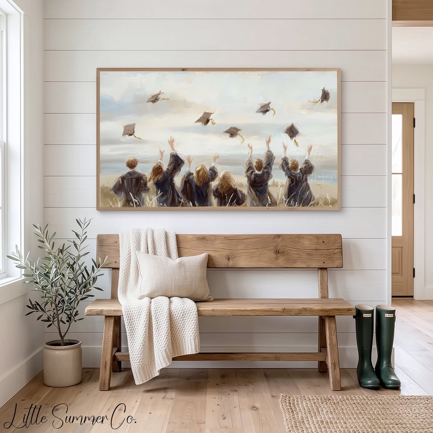 Graduation Cap Toss Frame TV Art displayed on a TV