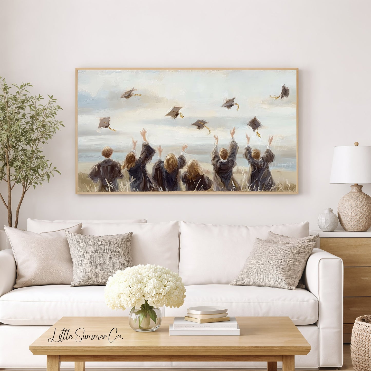 Graduation Cap Toss Frame TV Art displayed on a TV