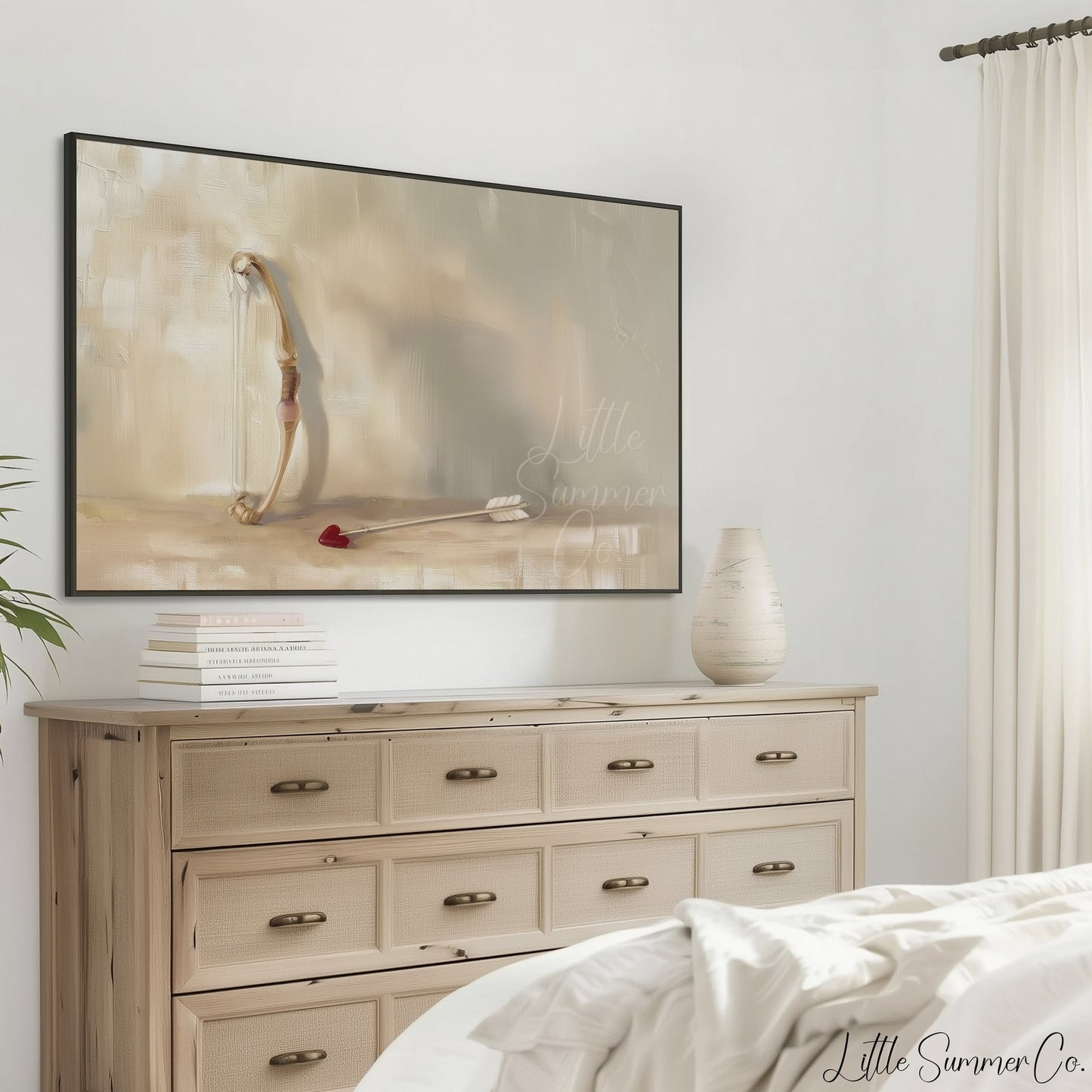 Cupid Bow Arrow Frame TV Art displayed on a TV