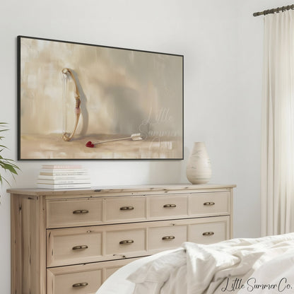 Cupid Bow Arrow Frame TV Art displayed on a TV