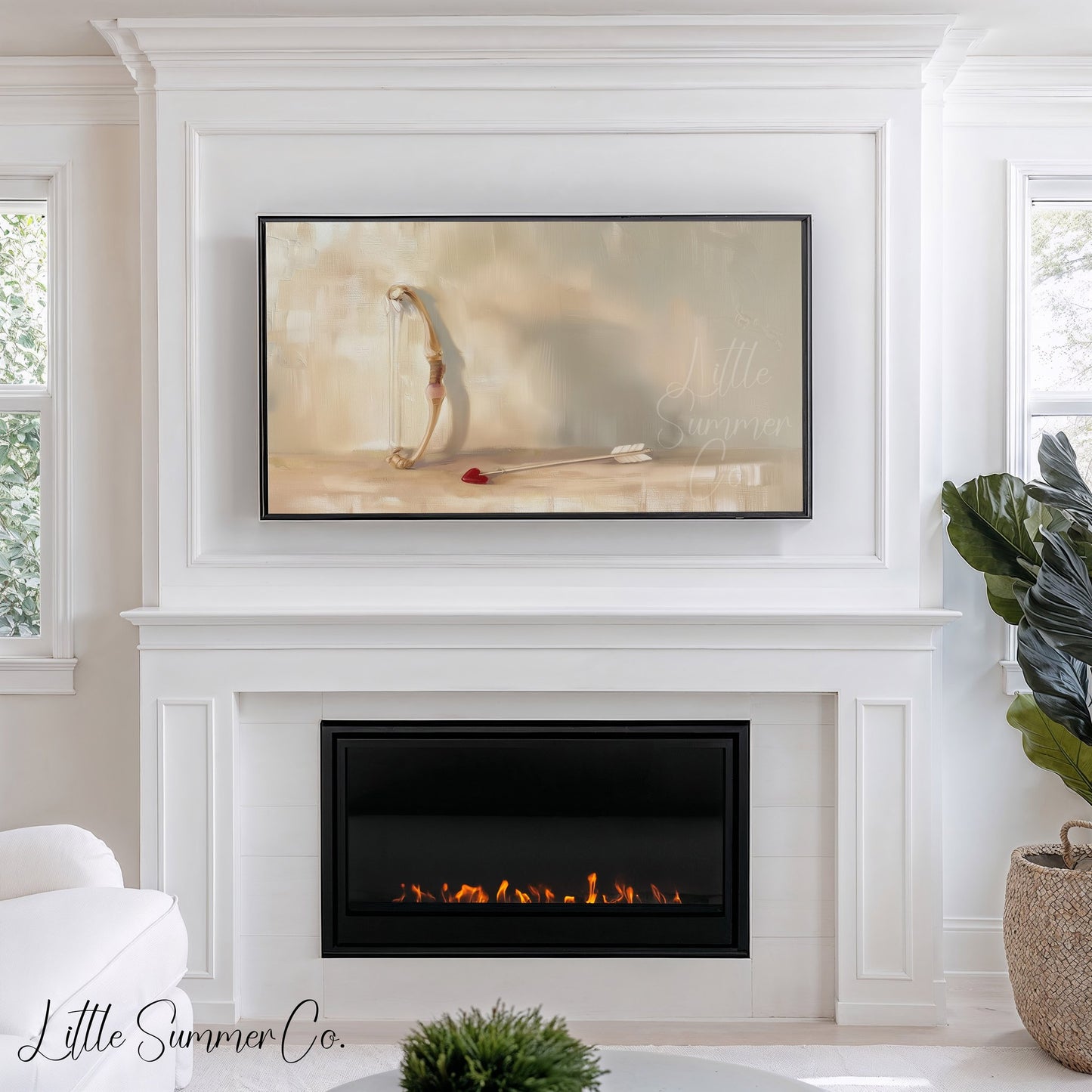 Cupid Bow Arrow Frame TV Art displayed on a TV