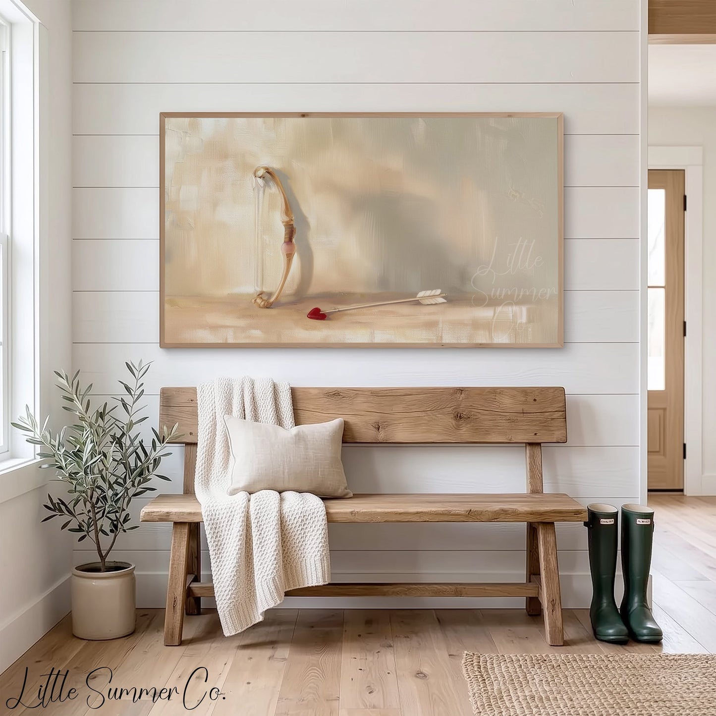 Cupid Bow Arrow Frame TV Art displayed on a TV