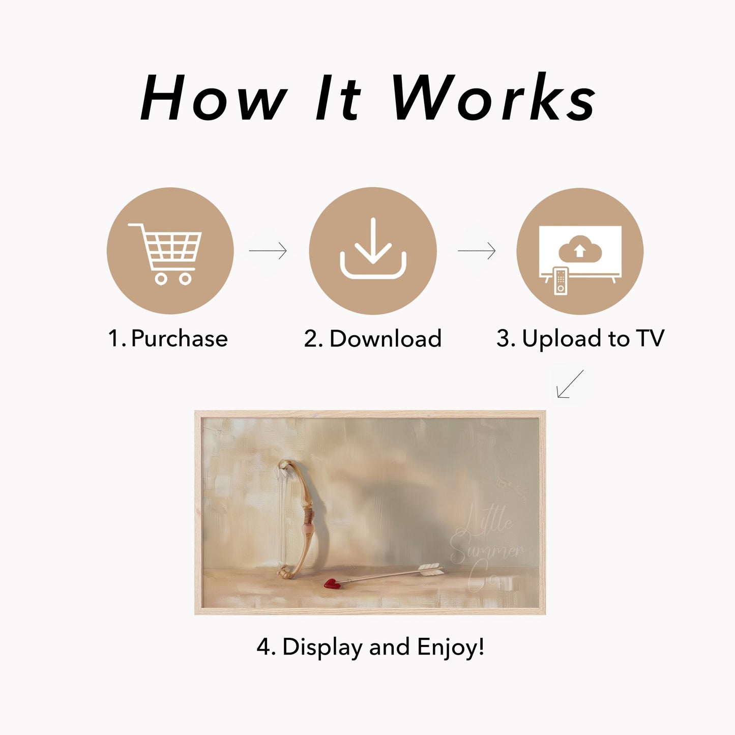 Cupid Bow Arrow Frame TV Art displayed on a TV