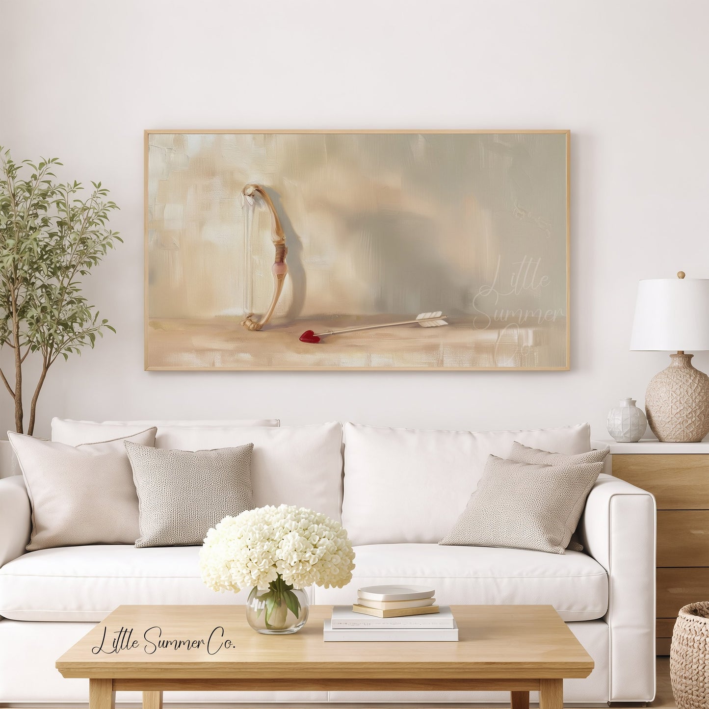 Cupid Bow Arrow Frame TV Art displayed on a TV