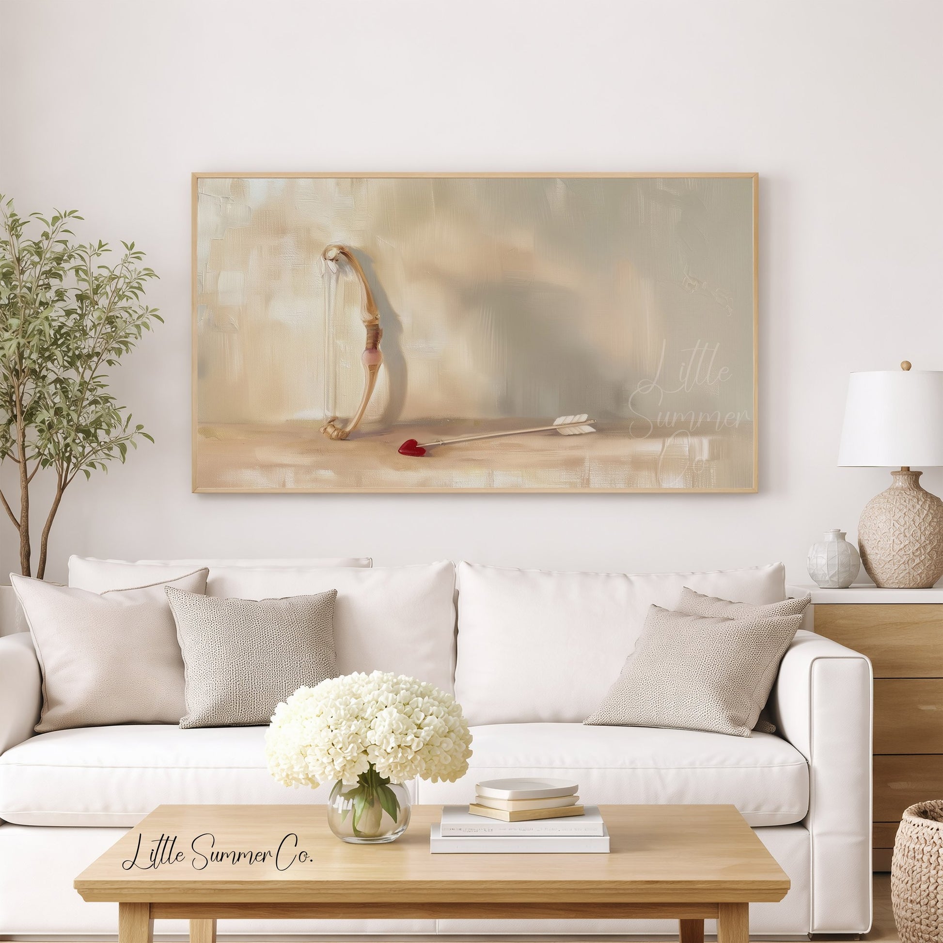 Cupid Bow Arrow Frame TV Art displayed on a TV
