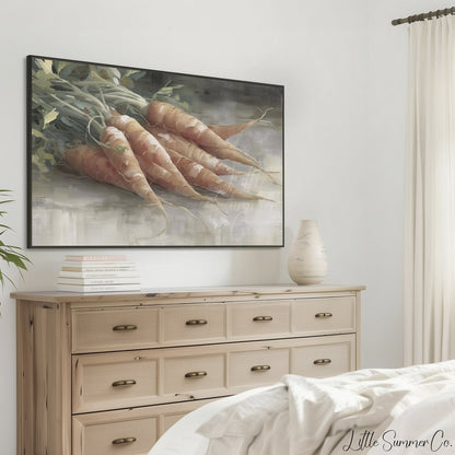 Bundle Of Orange Carrots Frame TV Art displayed on a TV