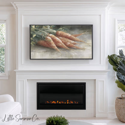 Bundle Of Orange Carrots Frame TV Art displayed on a TV