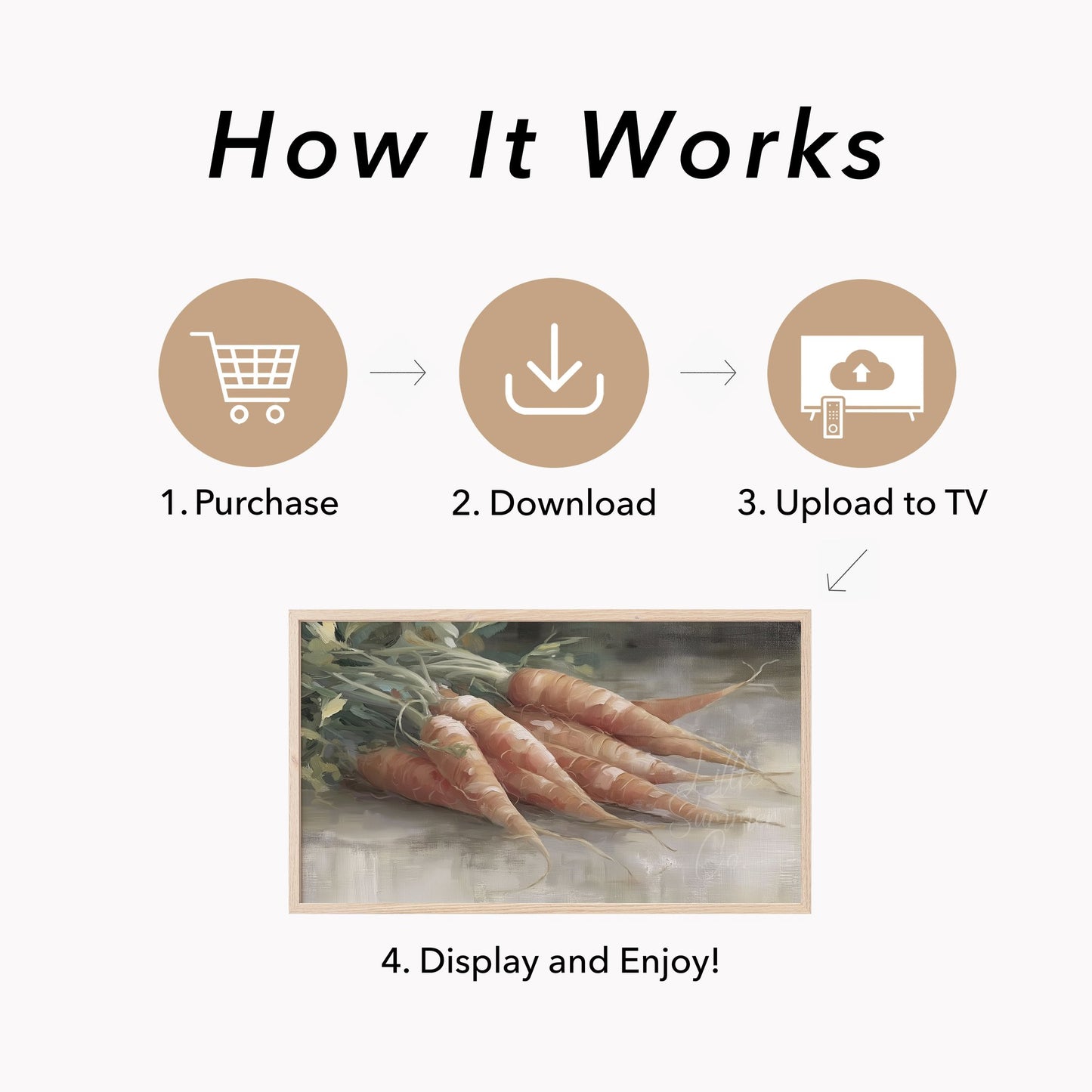 Bundle Of Orange Carrots Frame TV Art displayed on a TV