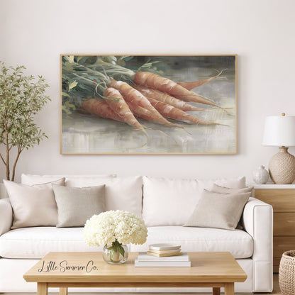 Bundle Of Orange Carrots Frame TV Art displayed on a TV
