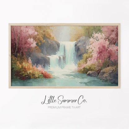 Floral Waterfall Frame TV Art displayed on a TV