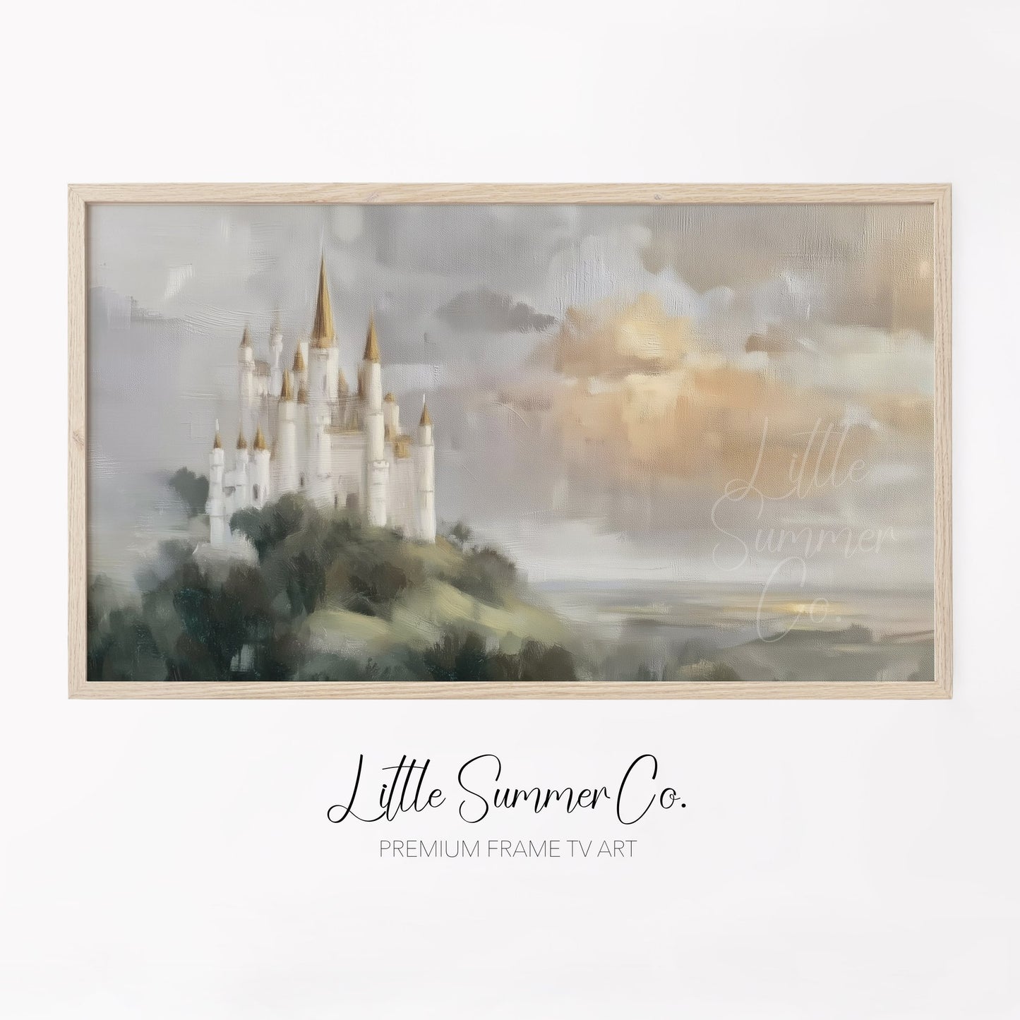 Hilltop Castle Frame TV Art displayed on a TV