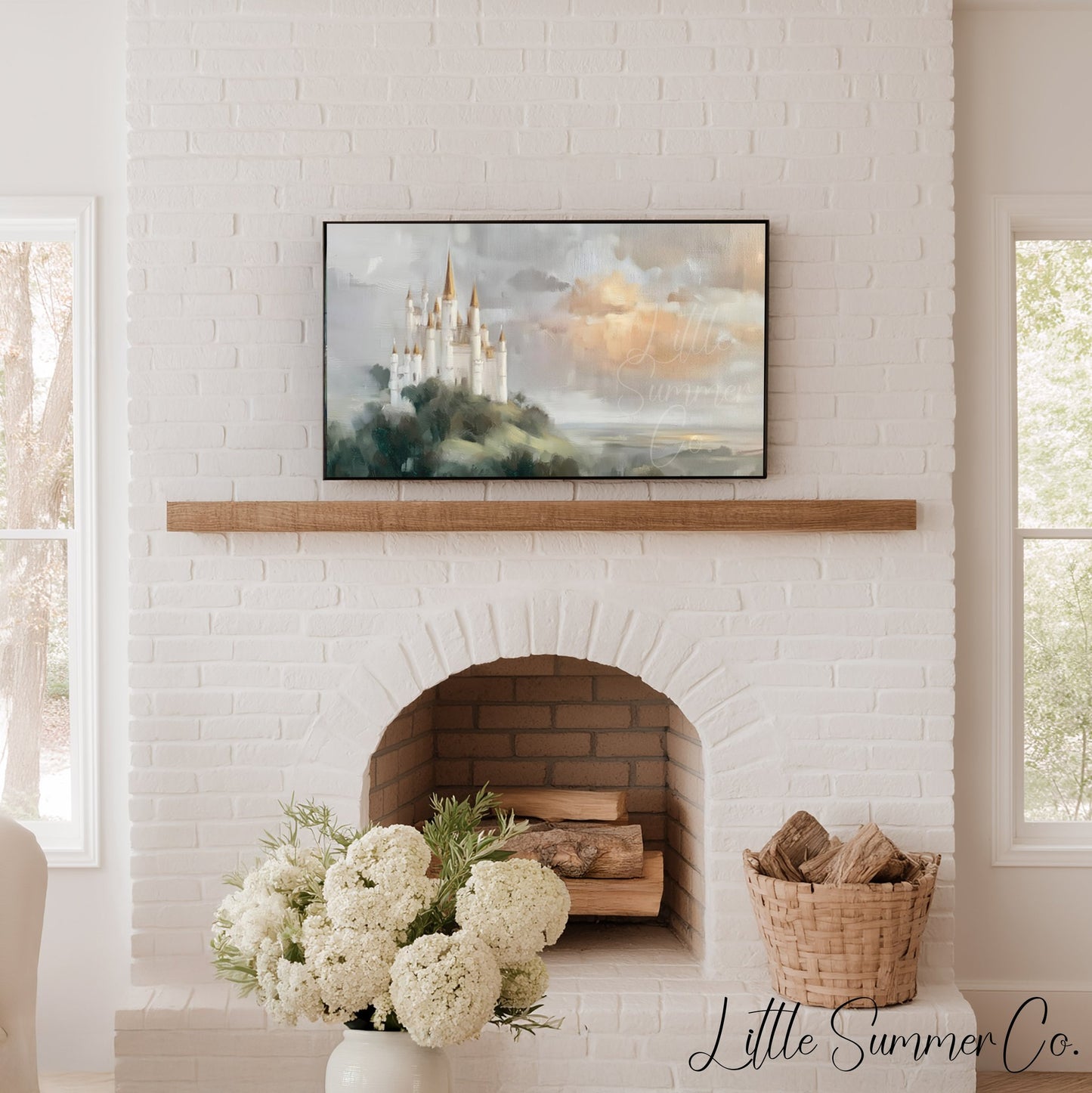 Hilltop Castle Frame TV Art displayed on a TV