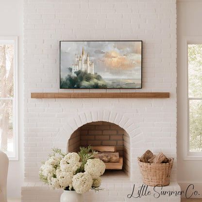 Hilltop Castle Frame TV Art displayed on a TV