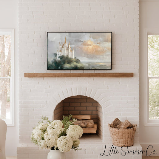 Hilltop Castle Frame TV Art displayed on a TV