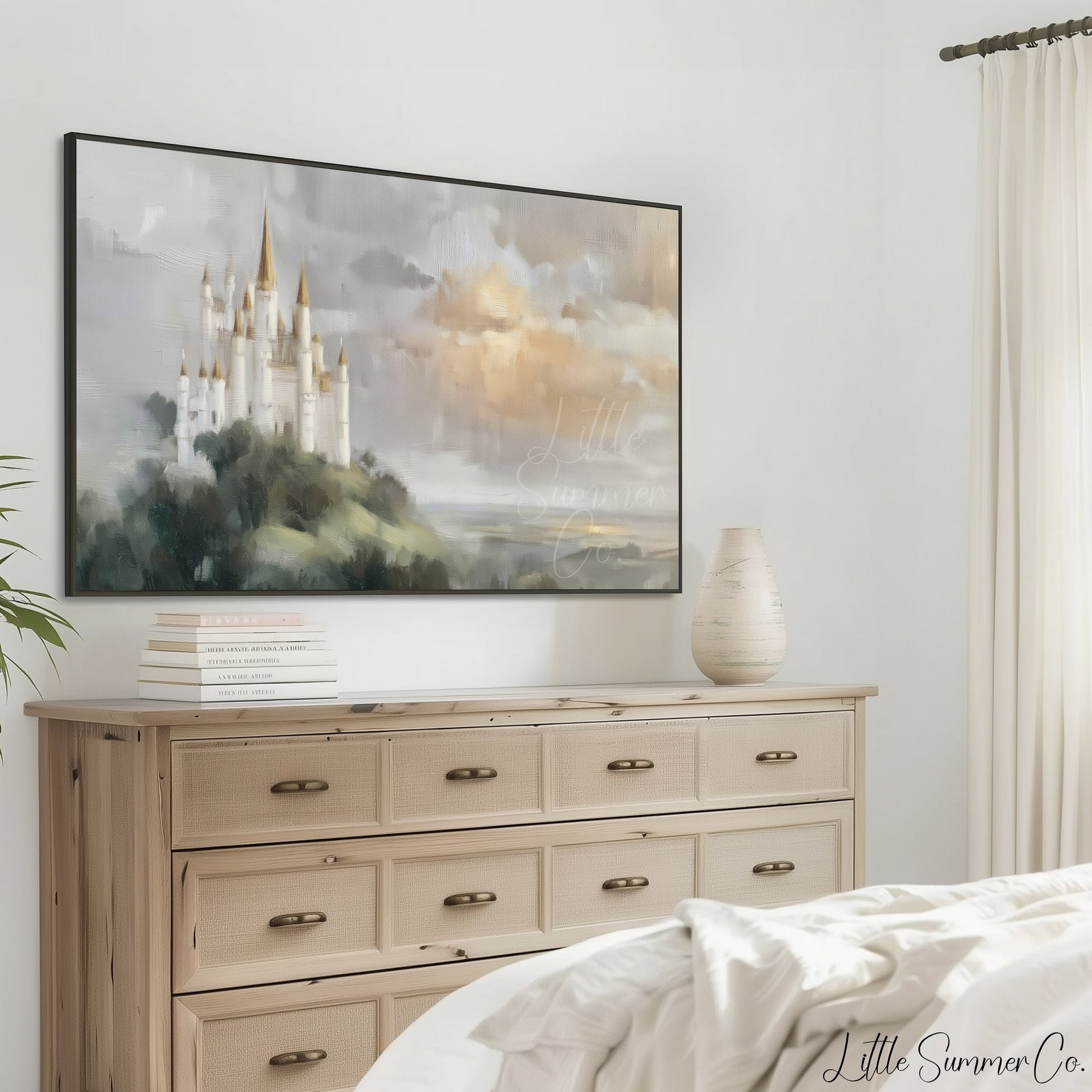 Hilltop Castle Frame TV Art displayed on a TV