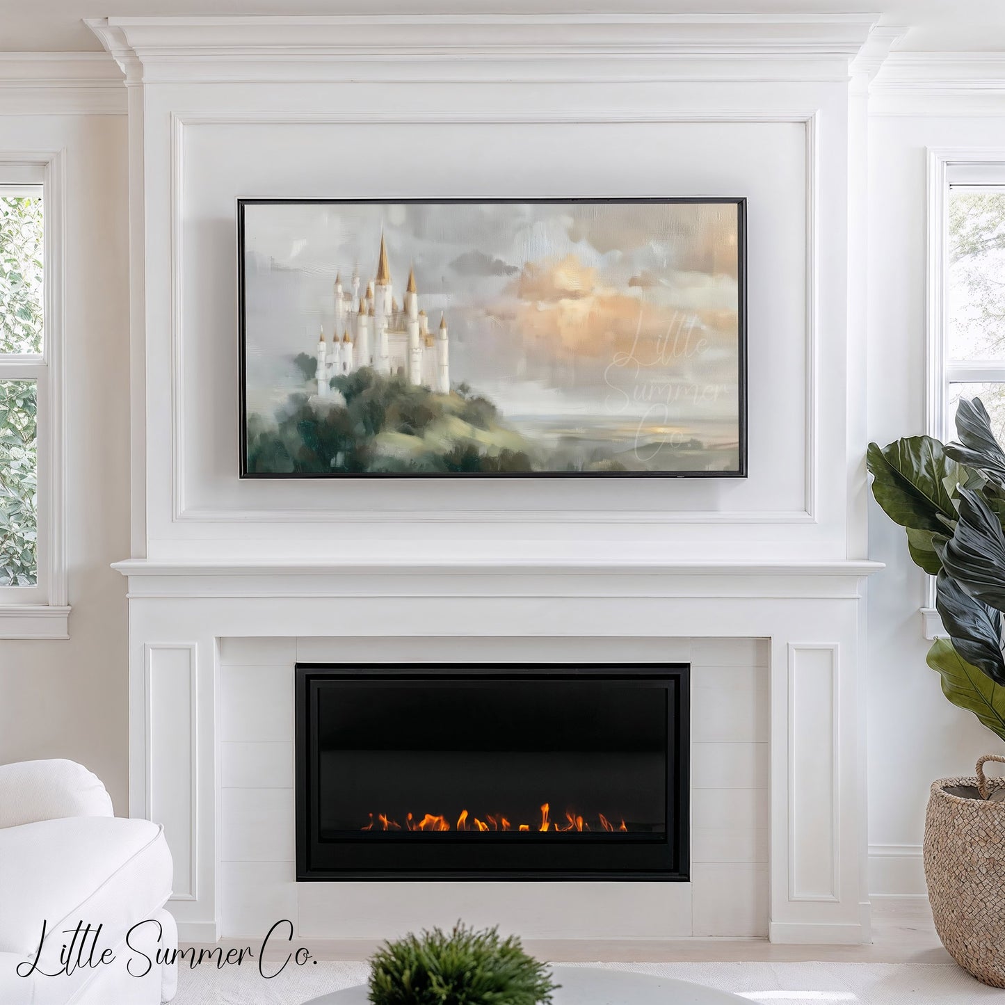 Hilltop Castle Frame TV Art displayed on a TV