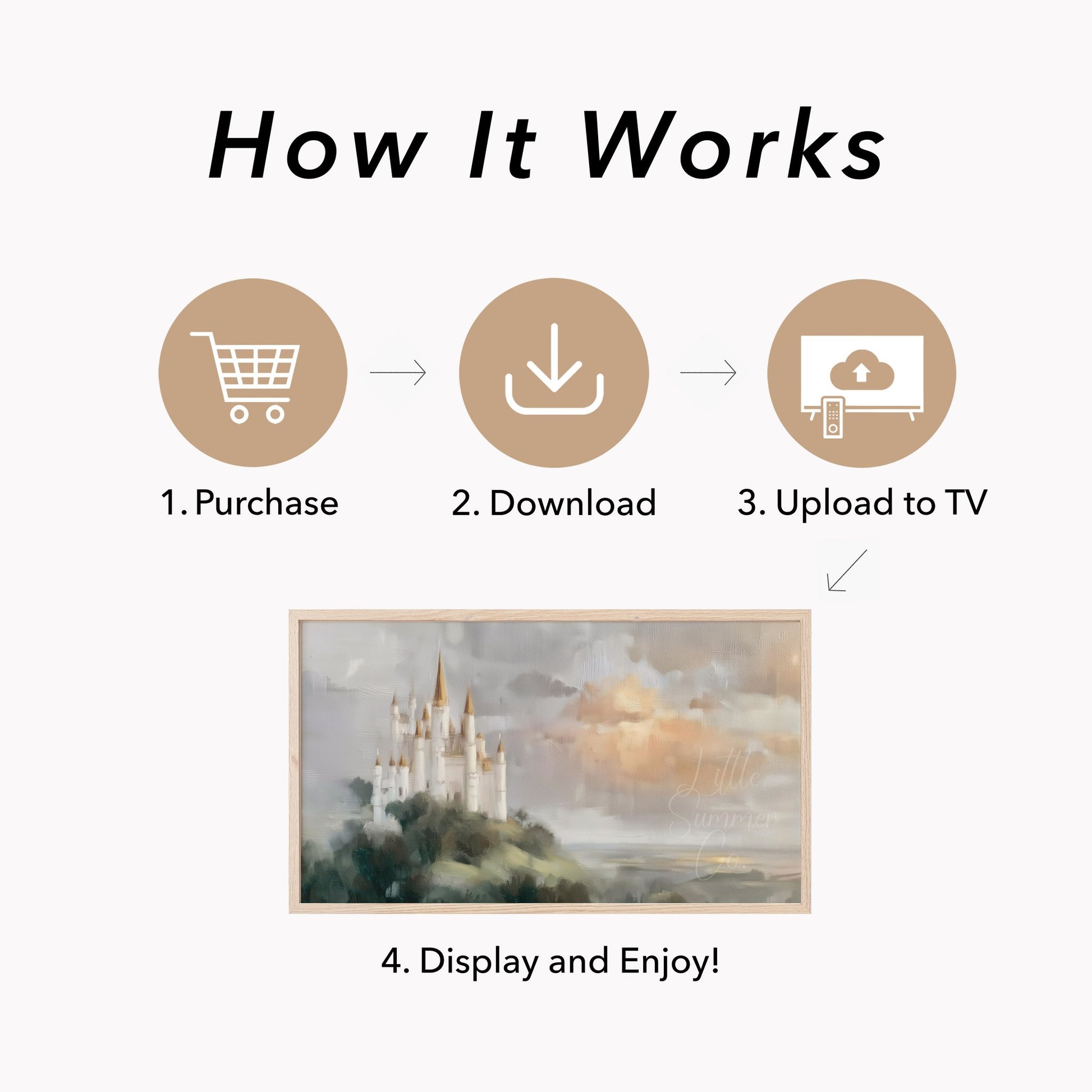 Hilltop Castle Frame TV Art displayed on a TV