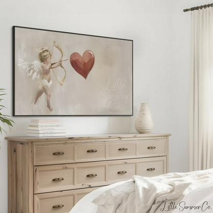 Cupid Heart Frame TV Art displayed on a TV