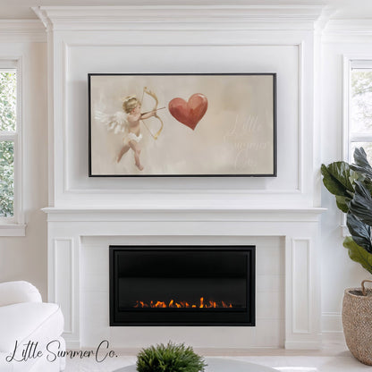 Cupid Heart Frame TV Art displayed on a TV