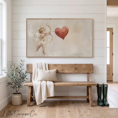 Cupid Heart Frame TV Art displayed on a TV