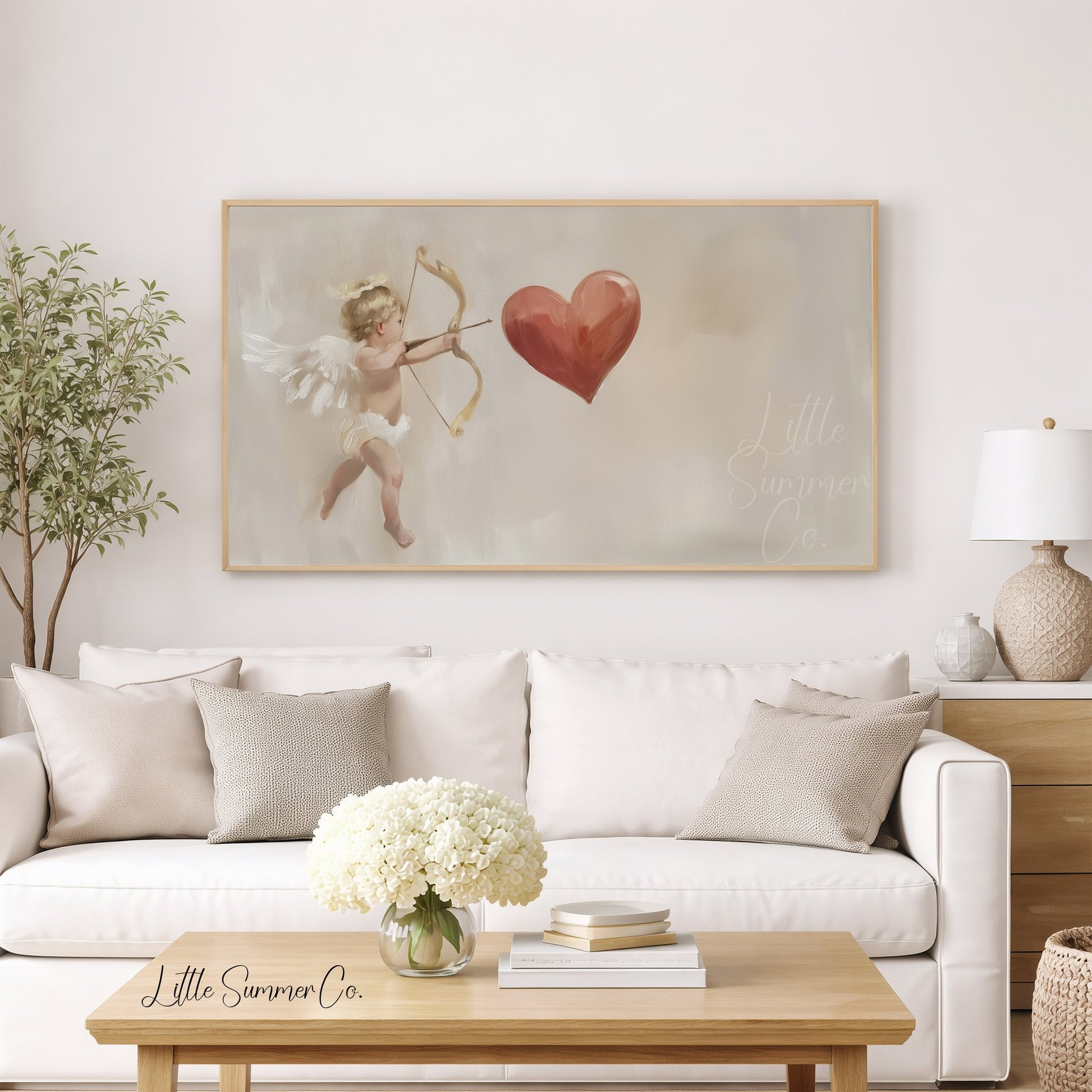 Cupid Heart Frame TV Art displayed on a TV