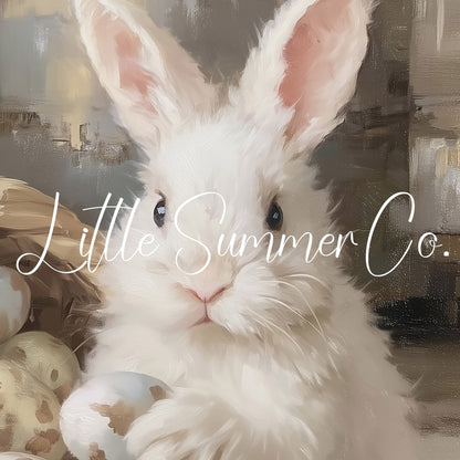 Bunny With Eggs Frame TV Art displayed on a TV