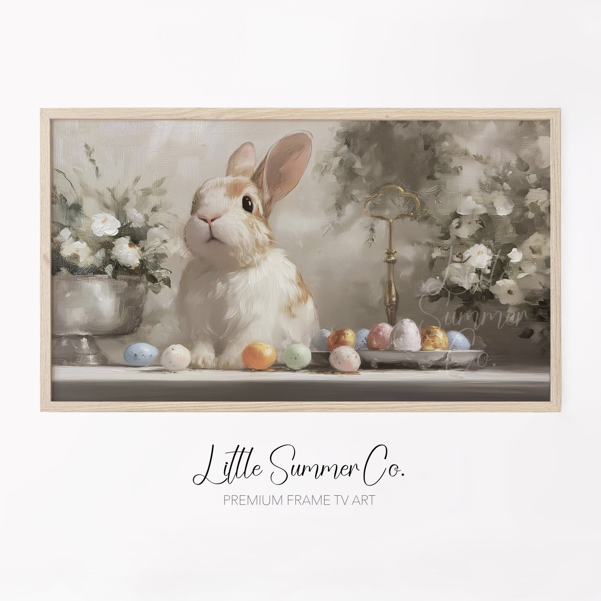 Easter Bunny Eggs Frame TV Art displayed on a TV