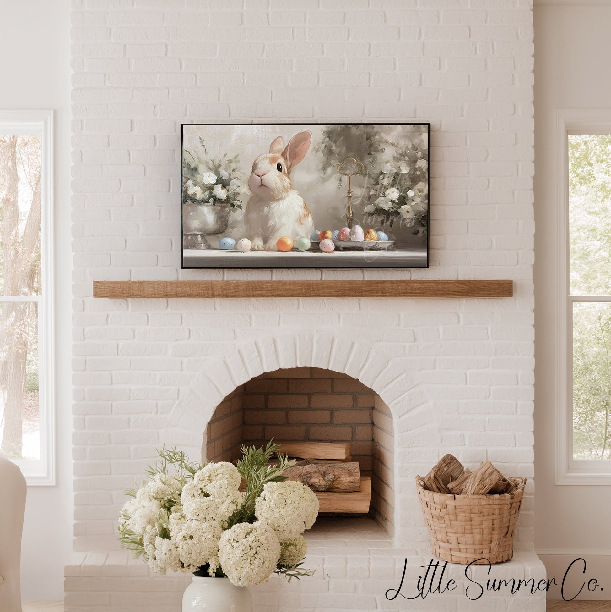 Easter Bunny Eggs Frame TV Art displayed on a TV