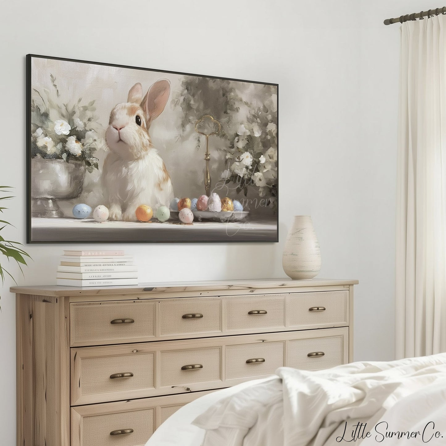 Easter Bunny Eggs Frame TV Art displayed on a TV