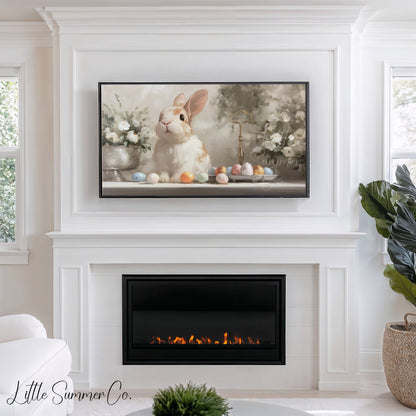 Easter Bunny Eggs Frame TV Art displayed on a TV
