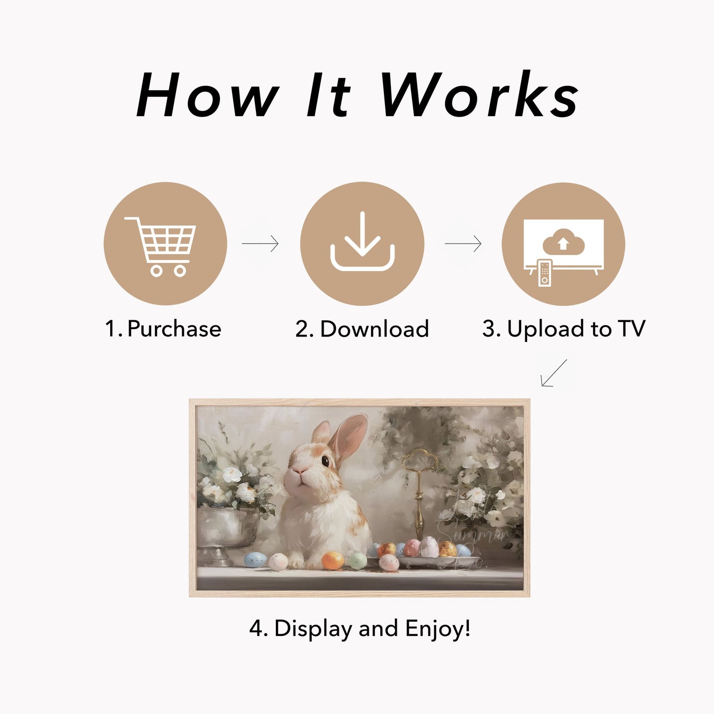 Easter Bunny Eggs Frame TV Art displayed on a TV