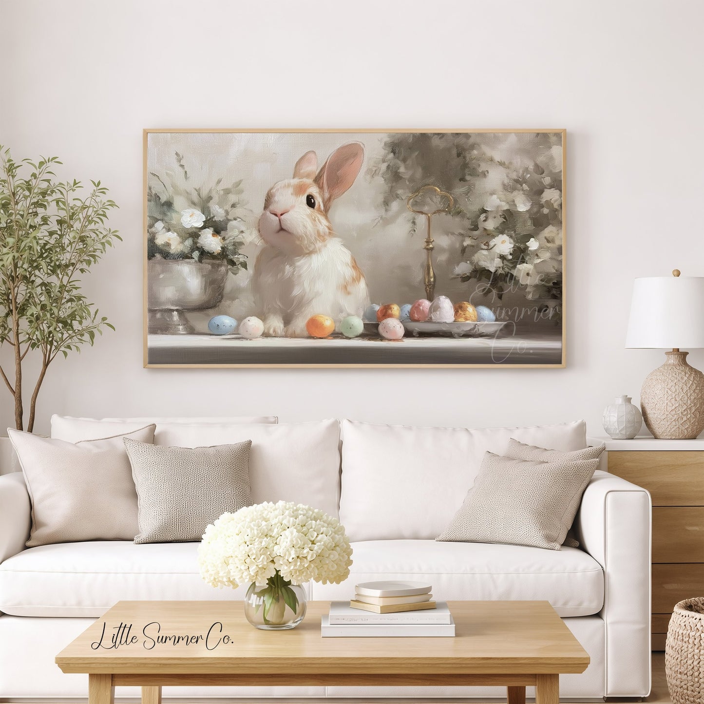 Easter Bunny Eggs Frame TV Art displayed on a TV
