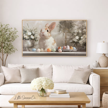 Easter Bunny Eggs Frame TV Art displayed on a TV