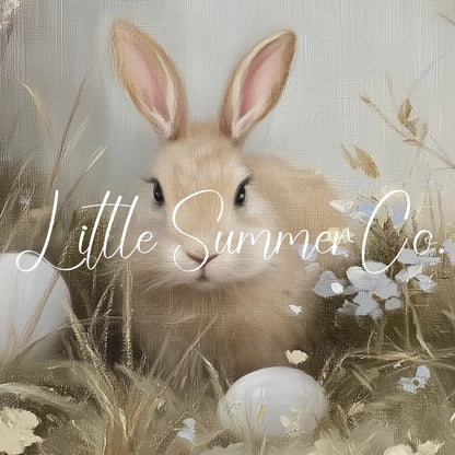 Bunny Among Eggs Frame TV Art displayed on a TV