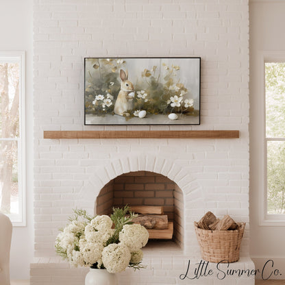 Bunny With Egg Frame TV Art displayed on a TV