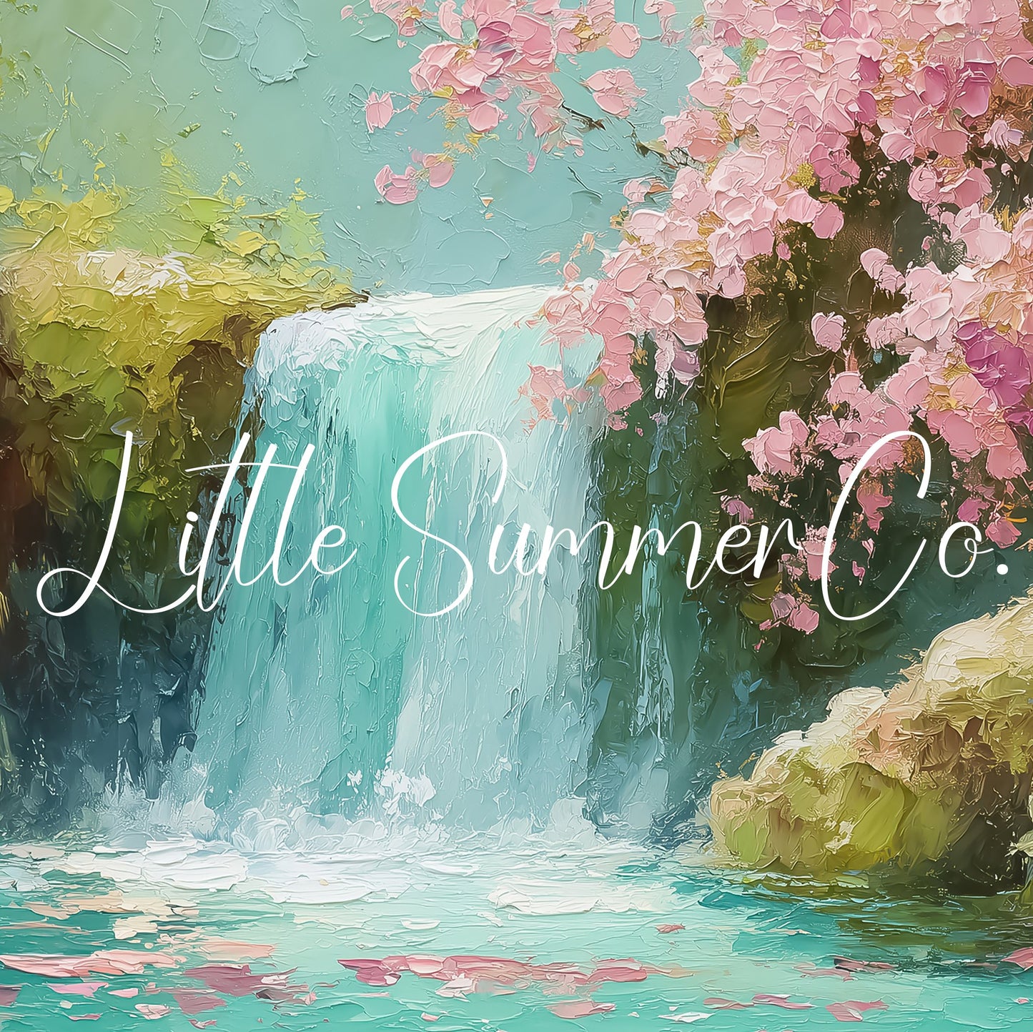 Cherry Blossom Waterfall Frame TV Art displayed on a TV