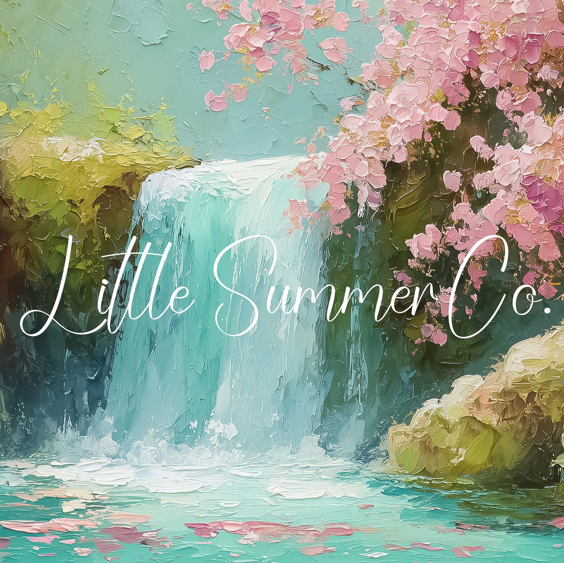 Cherry Blossom Waterfall Frame TV Art displayed on a TV