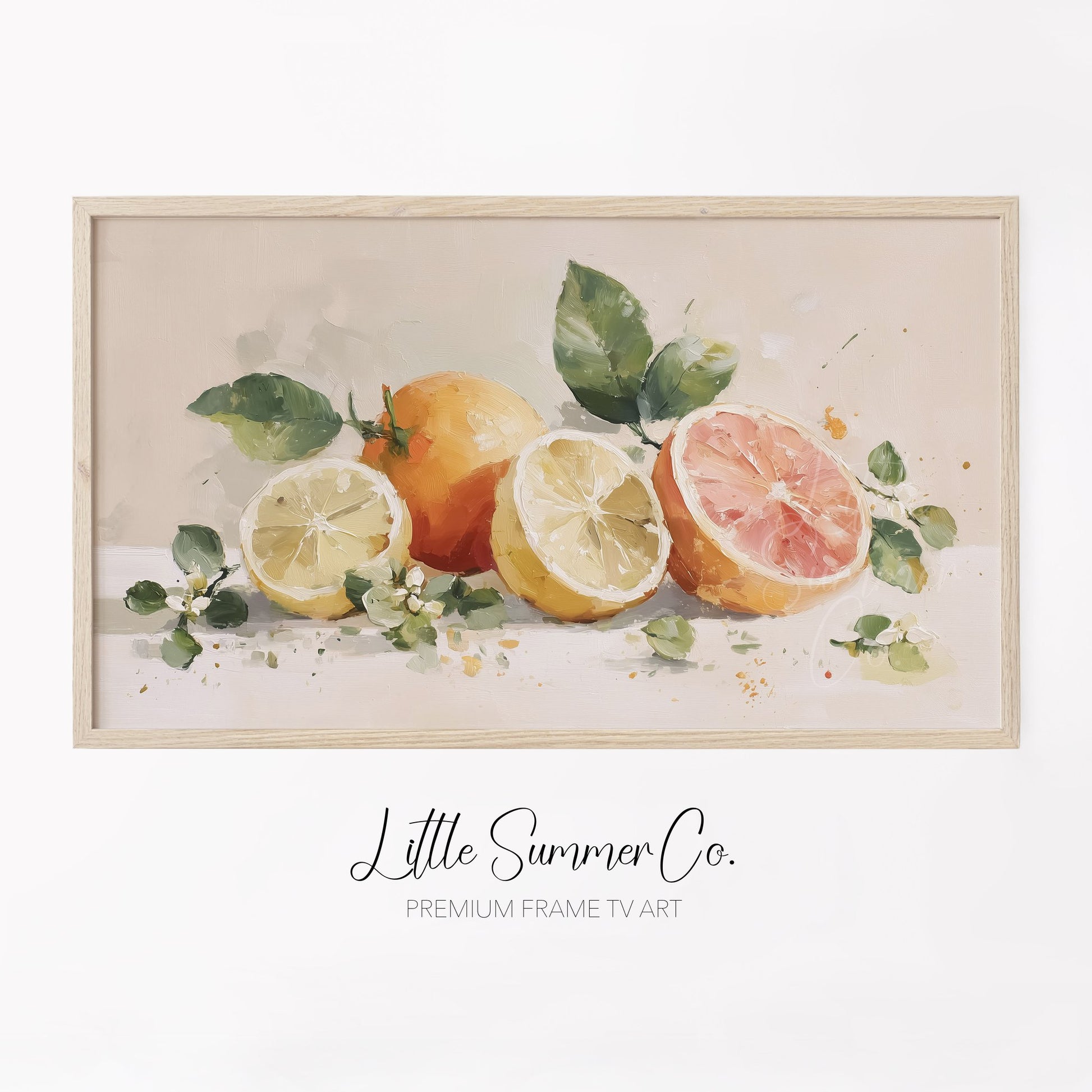 Citrus Fruit Frame TV Art displayed on a TV