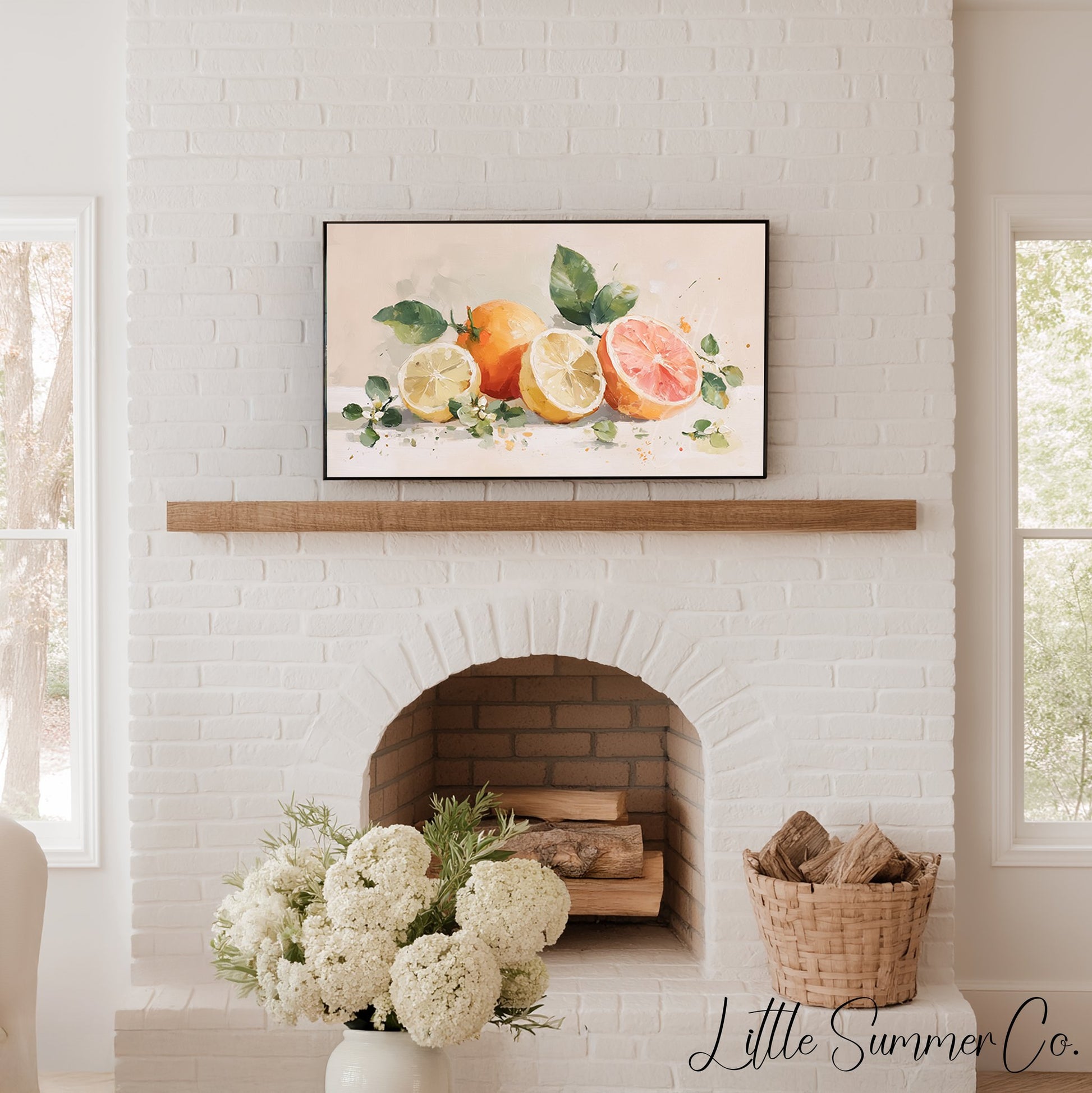 Citrus Fruit Frame TV Art displayed on a TV