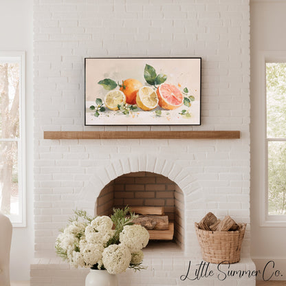 Citrus Fruit Frame TV Art displayed on a TV