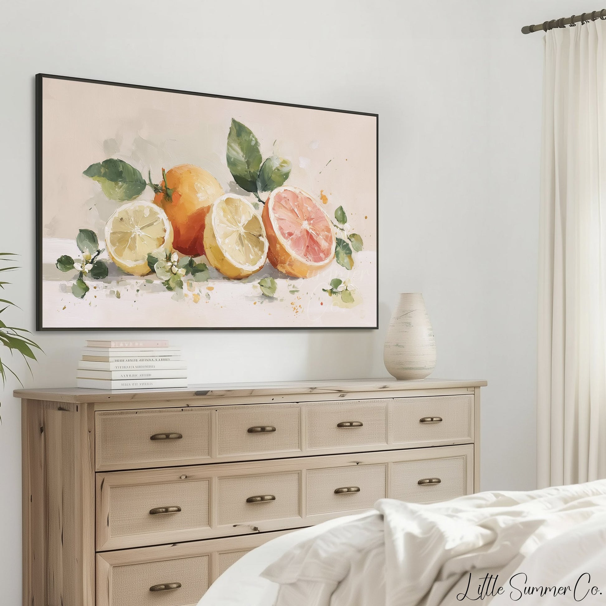 Citrus Fruit Frame TV Art displayed on a TV