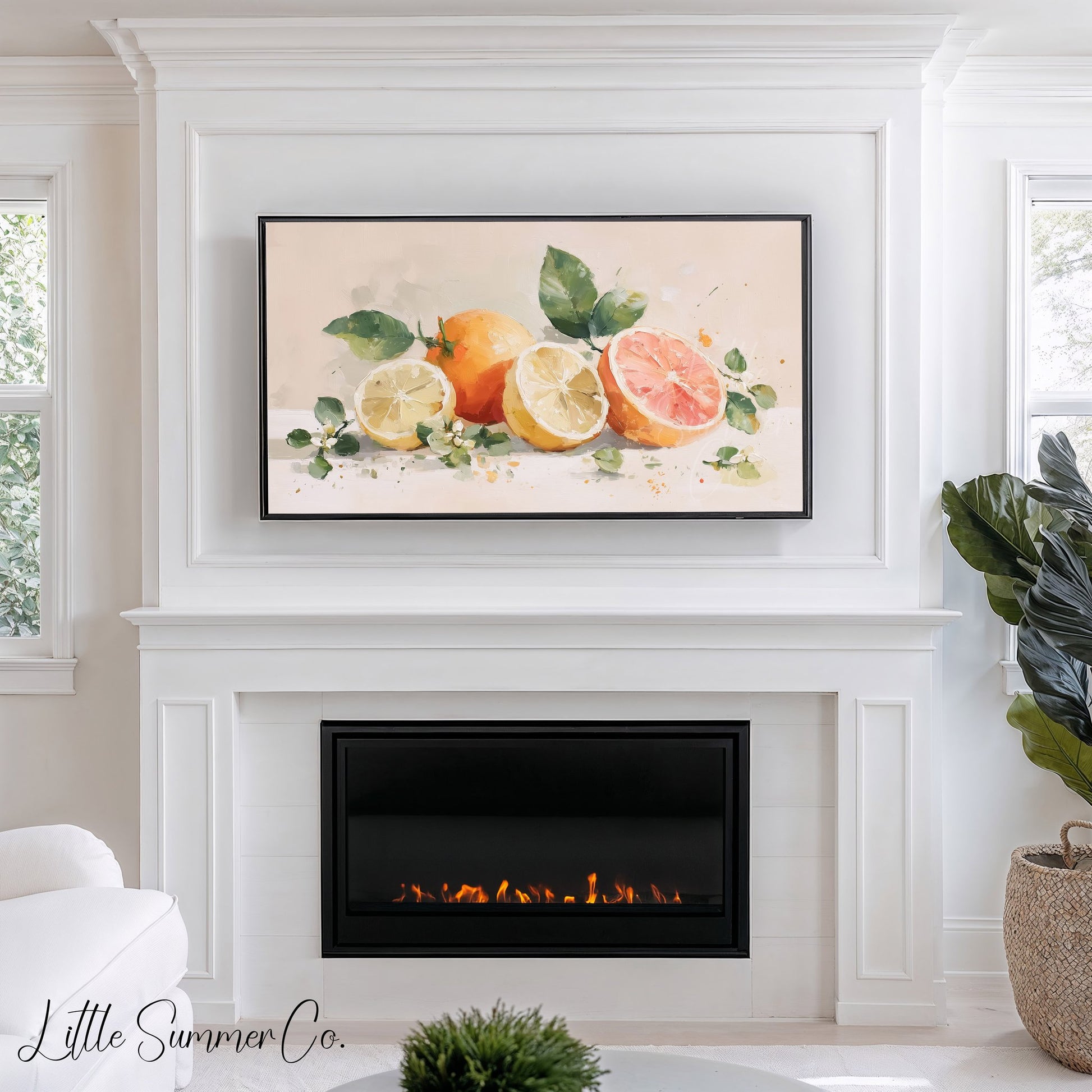 Citrus Fruit Frame TV Art displayed on a TV