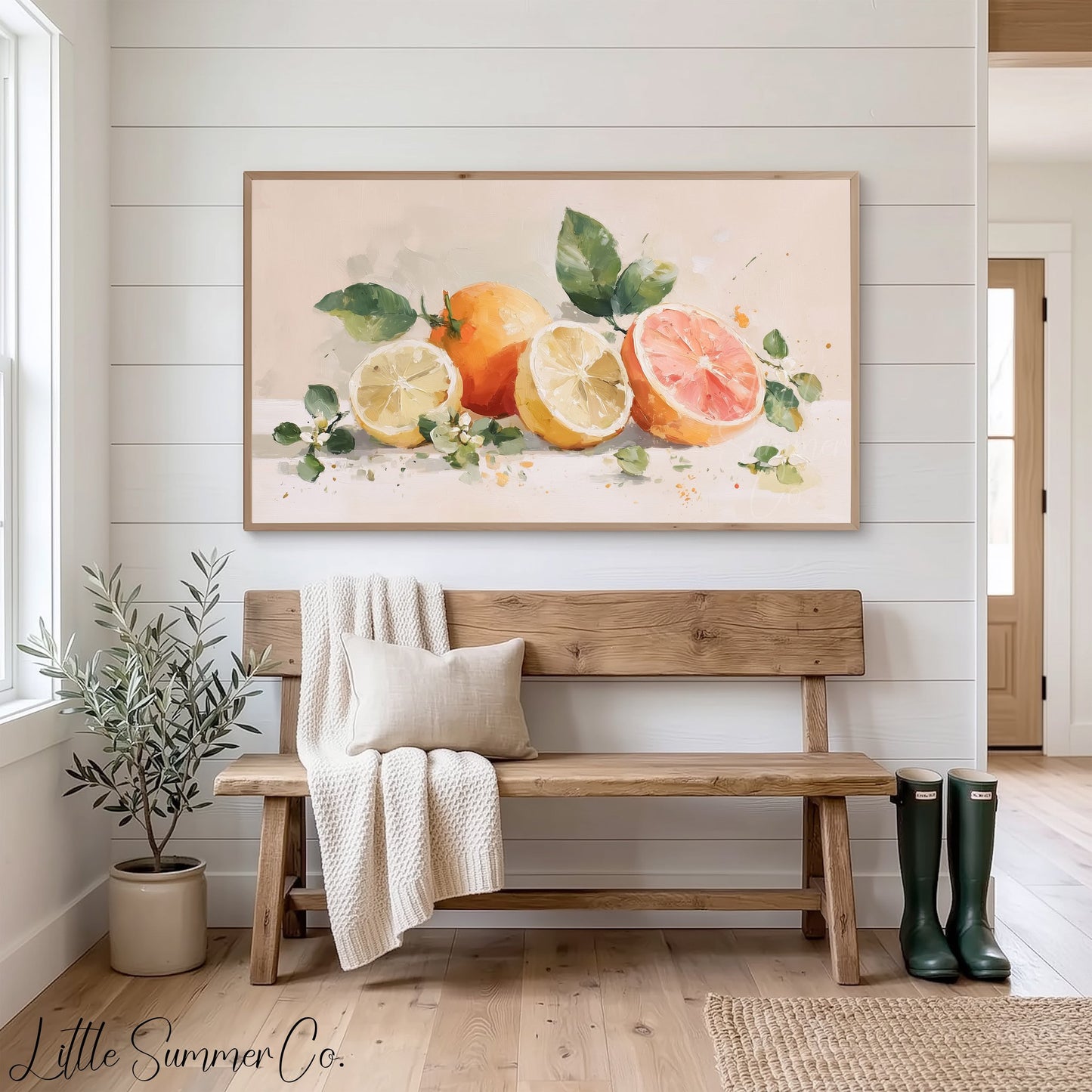 Citrus Fruit Frame TV Art displayed on a TV