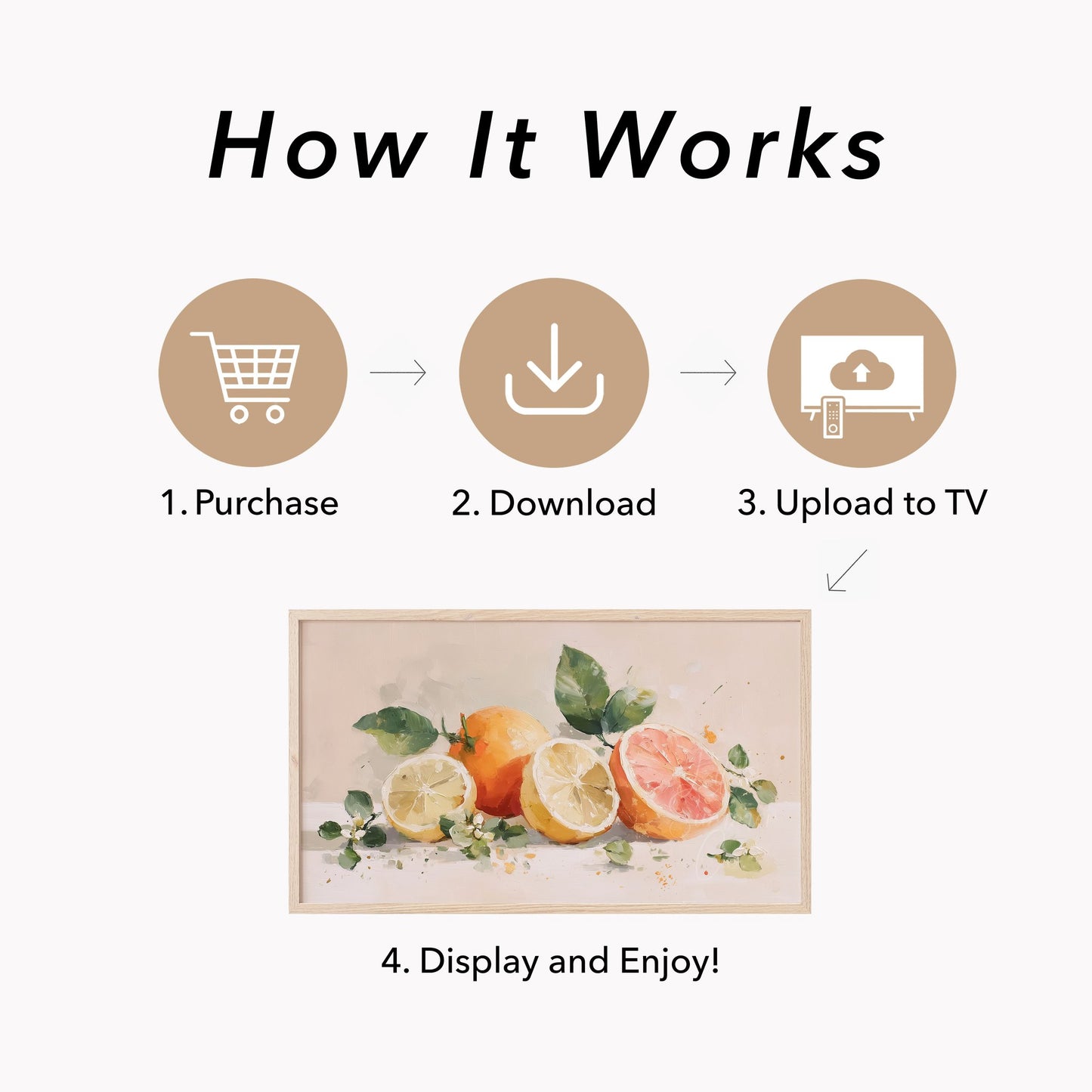 Citrus Fruit Frame TV Art displayed on a TV